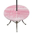 thumbnail image 1 of Round Outdoor Tablecloth with Umbrella Hole and Zipper, Vintage Blush Pink Tablecloth with Elastic Waterproof, Farmhouse Florals Leaf Coastal Home Patio Table Covers for 55" - 60" Picnic Pool Tables, 1 of 9