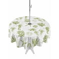 thumbnail image 1 of Round Outdoor Tablecloth With Umbrella Hole And Zipper– Watercolor Coastal Waterproof Patio Table Cover for Party, Picnic, Backyard, 60" Dia. , Seahorse Starfish Pattern Sage Green, 1 of 8