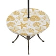 Round Outdoor Tablecloth with Umbrella Hole and Zipper, Yellow Coastal ...