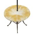 thumbnail image 1 of Round Outdoor Tablecloth with Umbrella Hole and Zipper, Yellow Palm Leaves Coastal Tablecloth with Elastic Waterproof, Summer Tropical Botanical Boho Patio Table Covers for 55" - 60" Pool Tables, 1 of 9