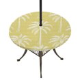 thumbnail image 1 of Round Outdoor Tablecloth with Umbrella Hole and Zipper, Yellow Palm Tree Tablecloth with Elastic Waterproof, Summer Botanical Tropical Tree Patio Table Covers for 36" - 44" Picnic Pool Tables, 1 of 9