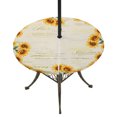 thumbnail image 1 of Round Outdoor Tablecloth with Umbrella Hole and Zipper, Yellow Sunflowers Tablecloth with Elastic Waterproof, Farmhouse Rustic Botanical Floral Plants Patio Table Covers for 36" - 44" Pool Tables, 1 of 9