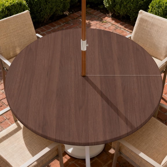 Round Outdoor Tablecloth with Umbrella Hole, Zippered Fitted Tablecloth with Elastic Edge, Waterproof Table Cloth Cover for Picnic Party Round Table