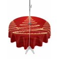 thumbnail image 1 of Round Outdoor Tablecloth With Umbrella Hole And Zipper– Gold Christmas Tree Waterproof Patio Table Cover for Party, Picnic, Backyard, 60" Dia. , Red, 1 of 8