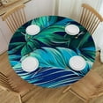 Round Outdoor Tablecloth , Elastic Edge Flannel Backing Table Cover
