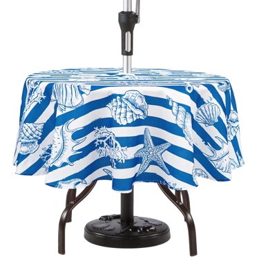 Vinyl Umbrella Tablecloth With Umbrella Hole And Zipper