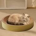 thumbnail image 1 of Round Oval Cat Scratching Board with Bed - High-Density Corrugated Paper, 360° Scratchable, Non-Slip Base, Green, 1 of 6