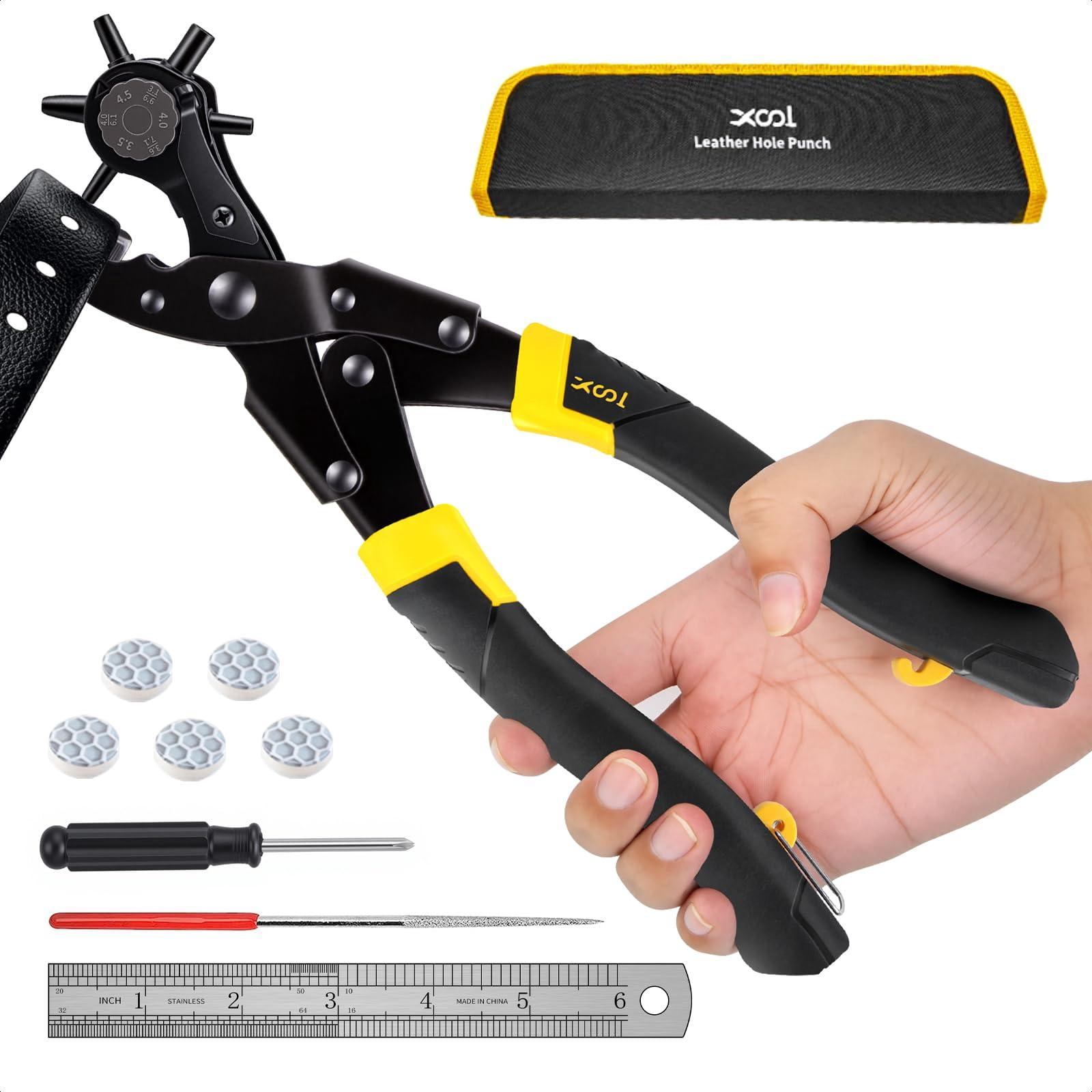 Round & Oval Leather Hole Punch Set  Upgraded Long Handle Revolving Plier Kit For Belts Watch Bands Straps Dog Collars Saddles Shoes Fabric Diy Home Craft Project