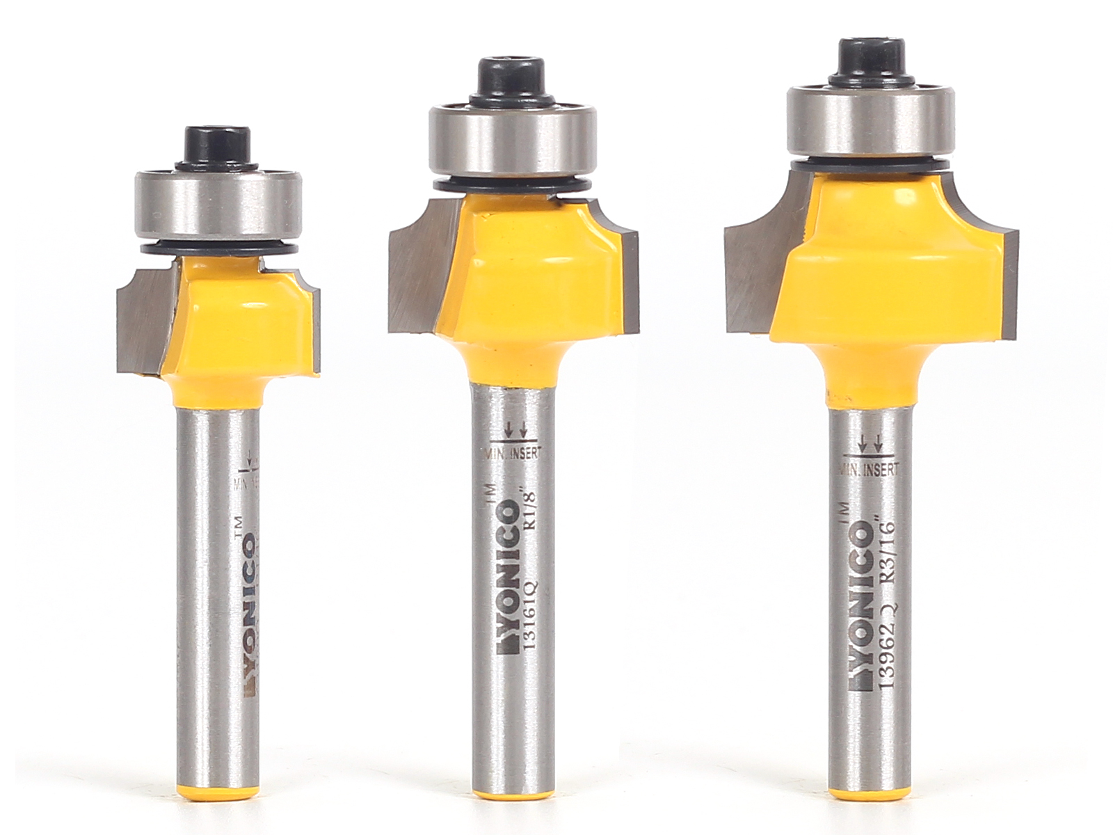 Round Over Edge Forming Router Bit 3 Bit Set - 1/4