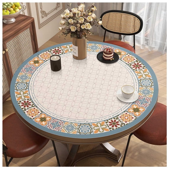 Round PVC leather placemat, stain-resistant non-slip waterproof table mat, wipe-clean tablecloth, desk pad table protector