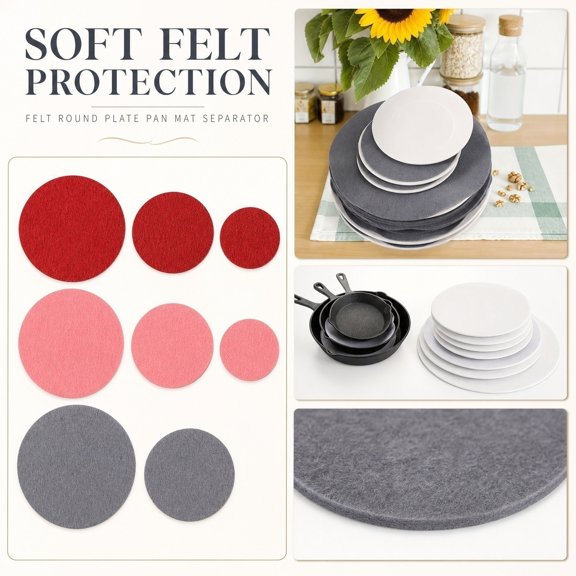 Round Pan And Plate Separator Pads For Stacking Cookware, Protective Divider To Prevent Scratches On Pots And Dishes, Kitchen Cabinet Storage And Organization Aid, 1Pack Gray Size:L