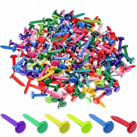 Round Paper Fastener,Metal Brass Fasteners,Mini Split Pins,DIY Crafting Pins,Colorful Decorative Nails,for Art Crafting Projects,and DIY Decorative Scrapbooking,Assorted Colors