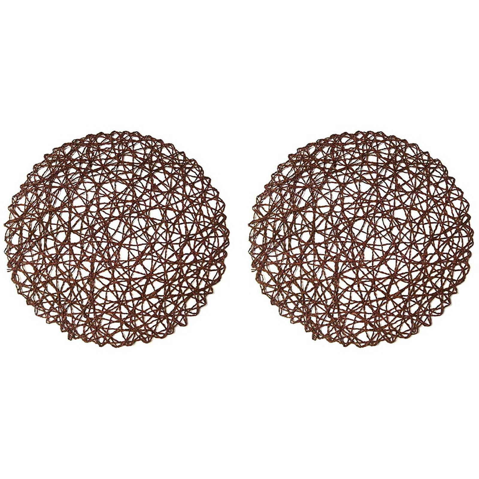 Round Paper Fiber Woven Place Mats Decorative Braided Natural Mat Holidays Parties Decor 15 Inch Set of 24 (Coffe)
