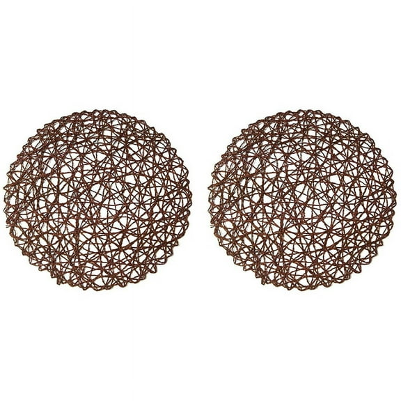 Round Paper Fiber Woven Place Mats Decorative Braided Natural Mat Holidays Parties Decor 15 Inch Set of 24 (Coffe)