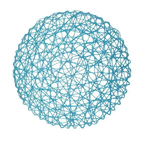 Round Paper Fiber Woven Place Mats/Dining Mat/Decoration for Table/Heat Insulation Round Natural Placemats No-Slip Pads,Paper Rope Messy Knitting Placemats Paper,Blue,15"