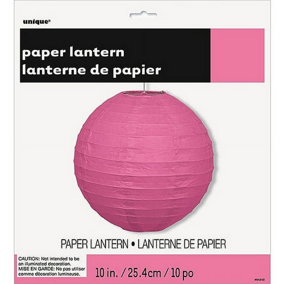 Round Paper Lantern, 10 in, Hot Pink, 1ct