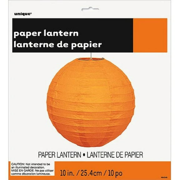 Round Paper Lantern, 10 in, Orange, 1ct