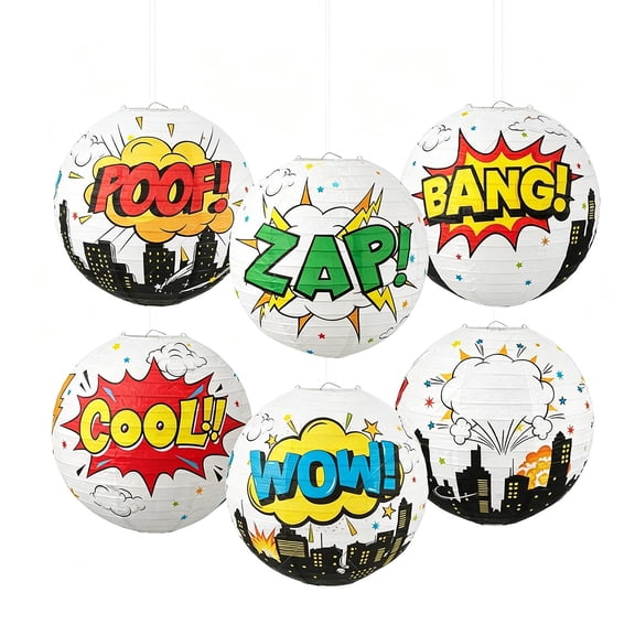 Round Paper Lanterns 6 Pack 7.87inch Hanging Foldable Party Ceiling Decor Birthday Wedding Classroom Supplies