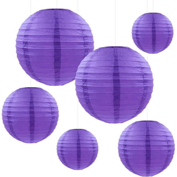 Round Paper Lanterns 8in/10in/12in(Total 6 PCS) Decor Hanging Paper Lanterns Chinese Lanterns Japanese Lanterns for Birthday Wedding Halloween/Bridal/Baby Shower Fall Home Decor