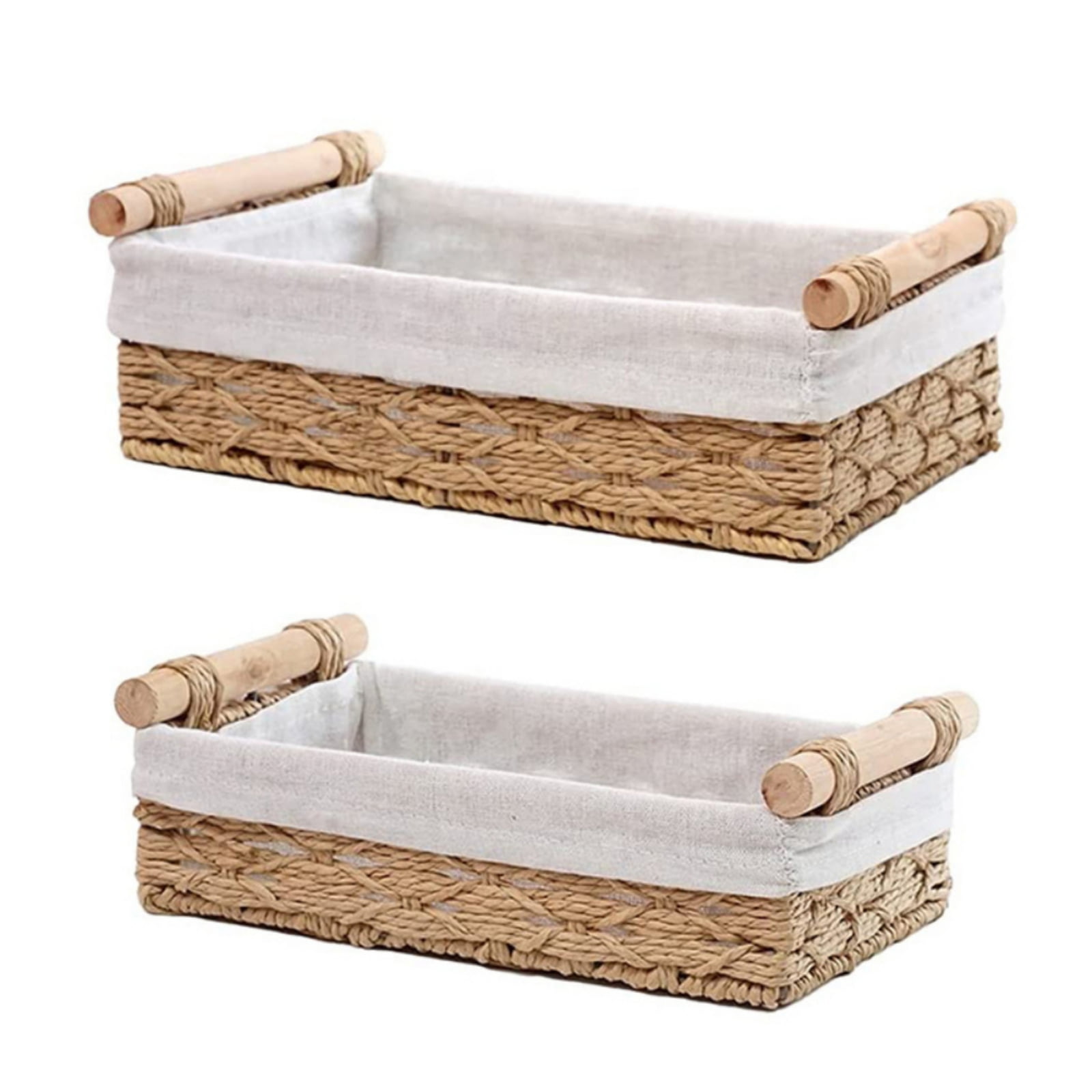SOUJOY 2 Pack Toilet Paper Basket, Wicker Bathroom Basket Organizer, Toilet  Tank Top Storage Bin with Removable Liner, Decorative Basket for Closet