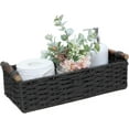 thumbnail image 1 of Round Paper Rope Storage Basket Wicker Baskets for Organizing with Handle Decorative Storage Bins for Countertop Toilet Paper Basket for Toilet Tank Top Small Baskets , Green, 1 of 14