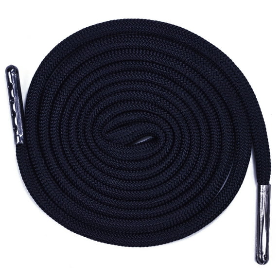 Round Paracord Shoe Laces (1 Pair) - Handmade In the USA - Black - 96 Inch