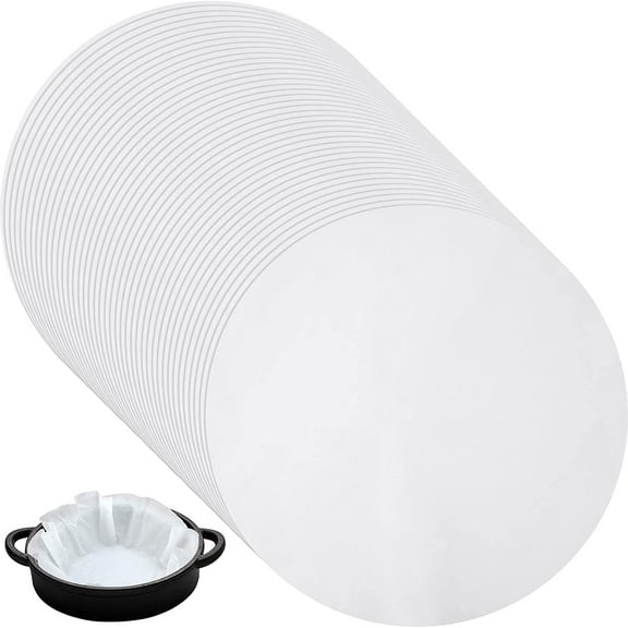 Round Parchment Paper 9.5 Inches Dutch Oven Liners Disposable White Baking Paper for Cake Pan, Air Fryer, Steamer, BBQ Party, Cakes, Pizza, Meats and Vegetables (300 Pieces)