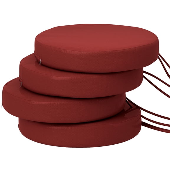Round Patio Chair Cushions Set of 4, 15in Foam Seat Pads with Ties for Dining and Bistro Chairs