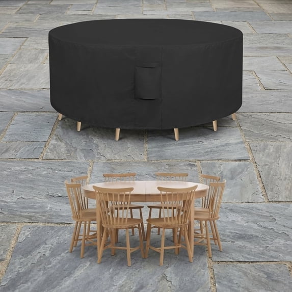 Round Patio Furniture Cover Waterproof Outdoor Dining Table and Chair Cover Anti-UV Outside Sectional Sofa Set Covers