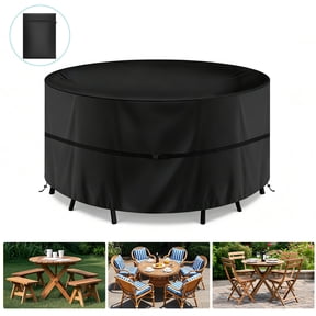 Round Patio Furniture Covers, 51" Dia Outdoor Furniture Covers, Waterproof Outdoor Table Cover, Fire Pit Cover Outdoor Round Table Dining Set Cover Anti-Fading Cover for Outdoor Furniture Set