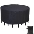 thumbnail image 1 of Round Patio Furniture Covers, Heavy Duty 500D Round Patio Table & Chairs Cover, Black Waterproof Outdoor Table Cover, 62" D x 28" H Outdoor Table and Chairs Cover, 1 of 5