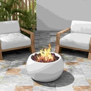 Round Patio MGO Propane Fire Pit, 40,000BTU, White Outdoor Heater with Lava Rocks, No Assembly Required, 22x22x12 Inches