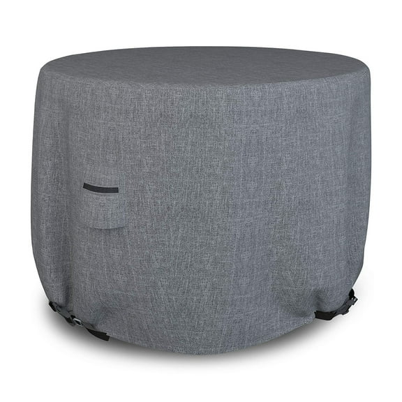 Round Patio Table Cover 600 D Waterproof - 100% Weather Resistant Outdoor Round Table Cover with Air Pocket and Drawstring for Snug Fit (36" Dia x 24" H, Fab Light Gray)