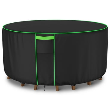 Round Patio Table Cover Outdoor Furniture Cover Waterproof, Patio Table Dining Set Cover Anti-Fading & Windproof, 110" L x 110" W x 28" H