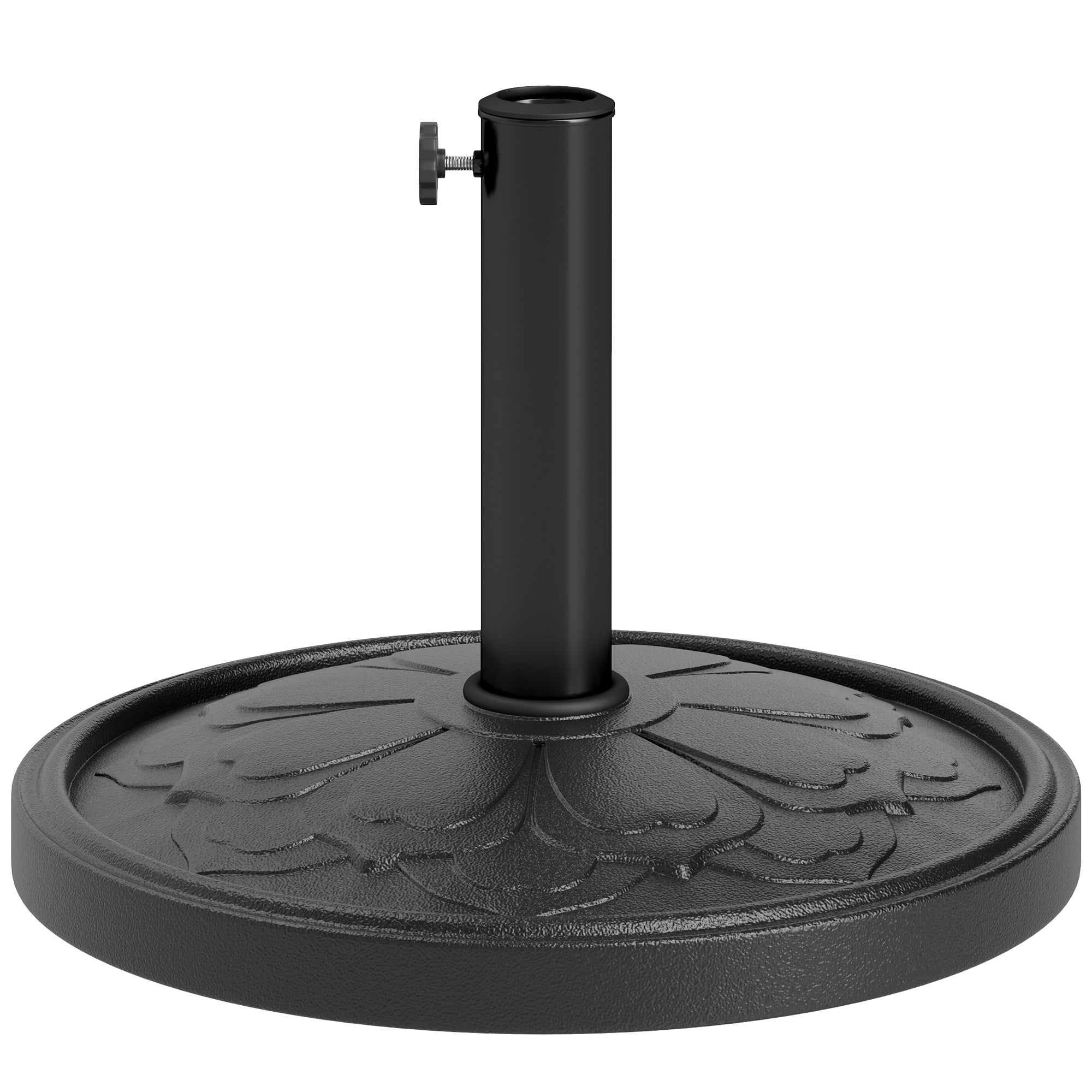 Round Patio Umbrella Base, 26 lbs Resin Outdoor Umbrella Stand Base, Patio Umbrella Stand for 1.3"/1.5"/1.9" Umbrella Poles for Outdoor, Lawn, Poolside, Black