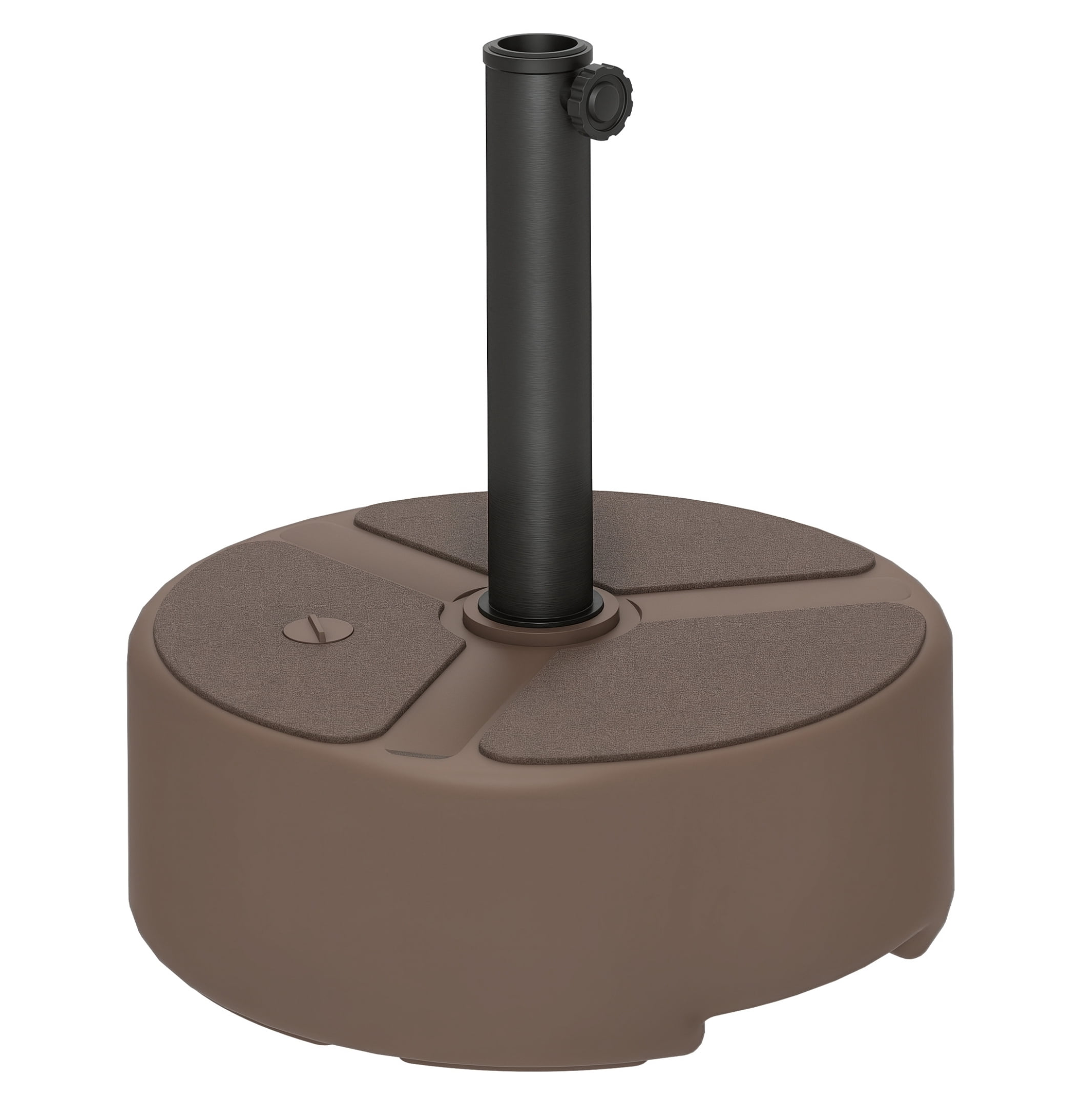 Round Patio Umbrella Base Holder, Heavy Duty Outdoor Umbrella Stand Base, Filled Up to 44lbs with Stand or 40lbs with Water for Garden, Poolside, Brown