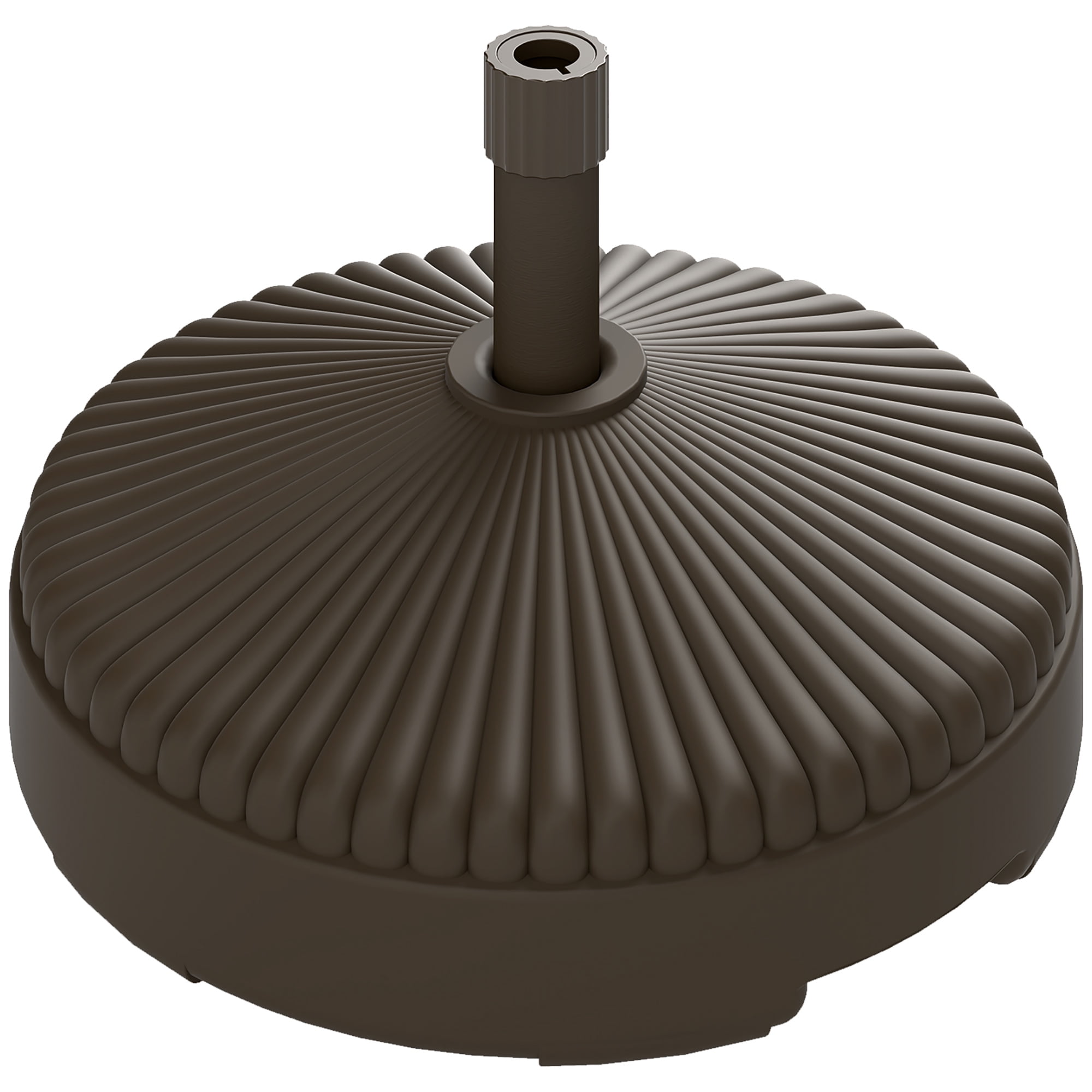 Round Patio Umbrella Base Holder, Heavy Duty Outdoor Umbrella Stand Base, Filled Up to 62lbs with Sand or 51lbs with Water for Garden, Poolside, Brown
