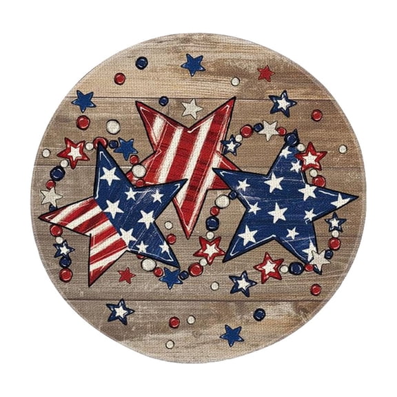 Round Patriotic Placemats, American Flag Star Printed Polyester Table Mats, Heat Resistant Non Slip Dining Table Place Mats for 4th of July Independence Day Home Kitchen Table Decor
