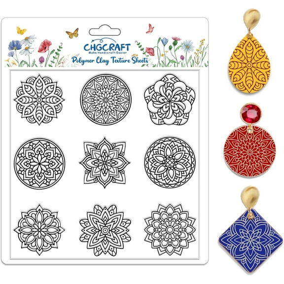 Round Pattern Polymer Clay Texture Sheets Mandala Pattern Silicone Texture Stamp Single Image Modeling Pattern Pad