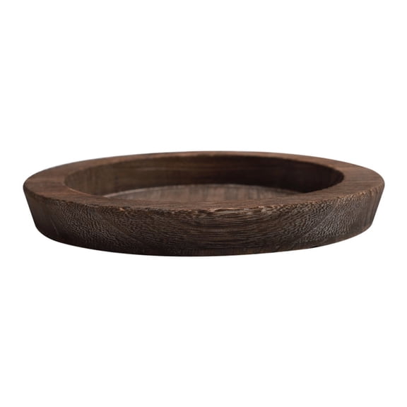 Round Paulownia Wood Rustic Serving Tray Minimalist Pillar Candle Plate Holder Platter-20cm-
