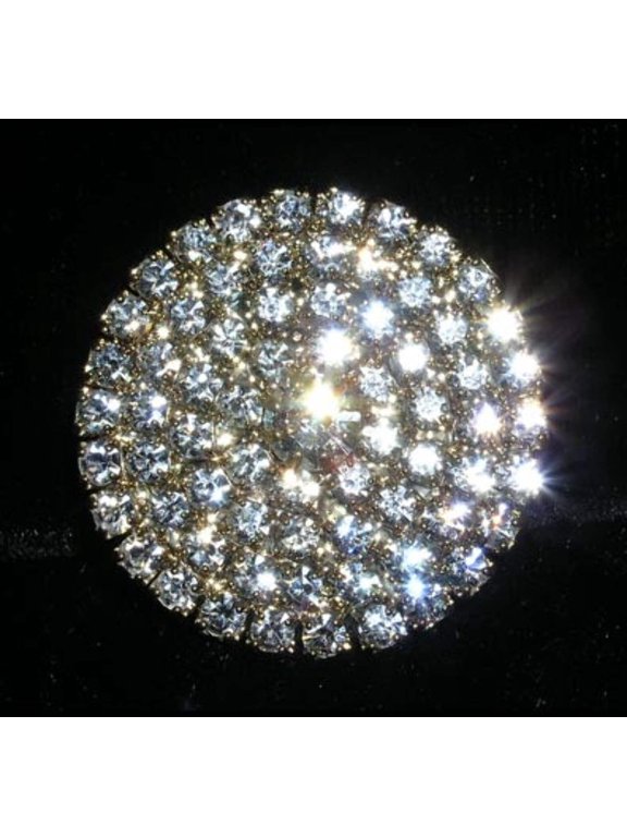 Round Pave Button with Stone Center - Large - #7101- Gold Plated