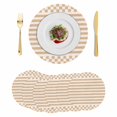 Round Peach Stripes Placemats Set of 6, 15 Inch PP Woven Place Mats ...