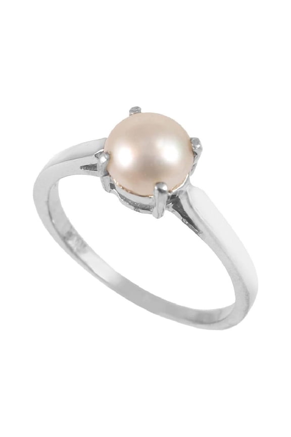 Round Pearl 925 Sterling Silver Simple Mother's Day Gift Stacking Ring Dainty Mother's Day Gift Ring for Women