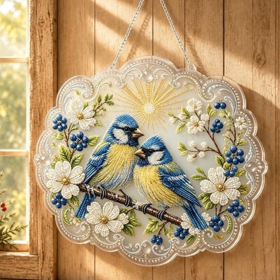 Round Pearl Art DIY Kit - Acrylic Hanging Door Sign 3D Gem Diamond Painting Craft Sets Round Wall Hanging Ornament Home Decor Art Crafts Gifts Adults Beginners Craft Project