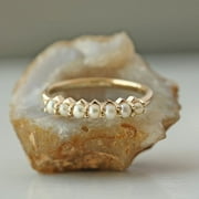 MINIMAL ATELIER Round Pearl Half Eternity Ring, 925 Sterling Silver Ring, Handmade Fine Jewelry. Minimalist Ring, Gift For Her.