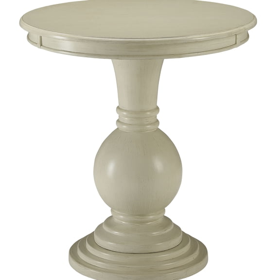 Round Pedestal Accent Table In Antique White For Living Areas Style With Home