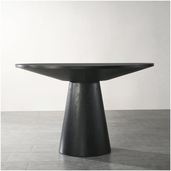 Round Pedestal Dining Table 48 Inch, Ebony Modern Kitchen Table with Solid Wood Base