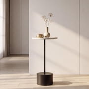 Round Pedestal Side Table, Small Round Drink Accent End Table for Living Room, Bedroom & Small Spaces