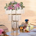 thumbnail image 1 of Round Pedestal Stand, 3 Tiers Iron and Acrylic Wedding Gold Crystal Flower Stand, Crystal Flower Stand Modern Gold, 1 of 22