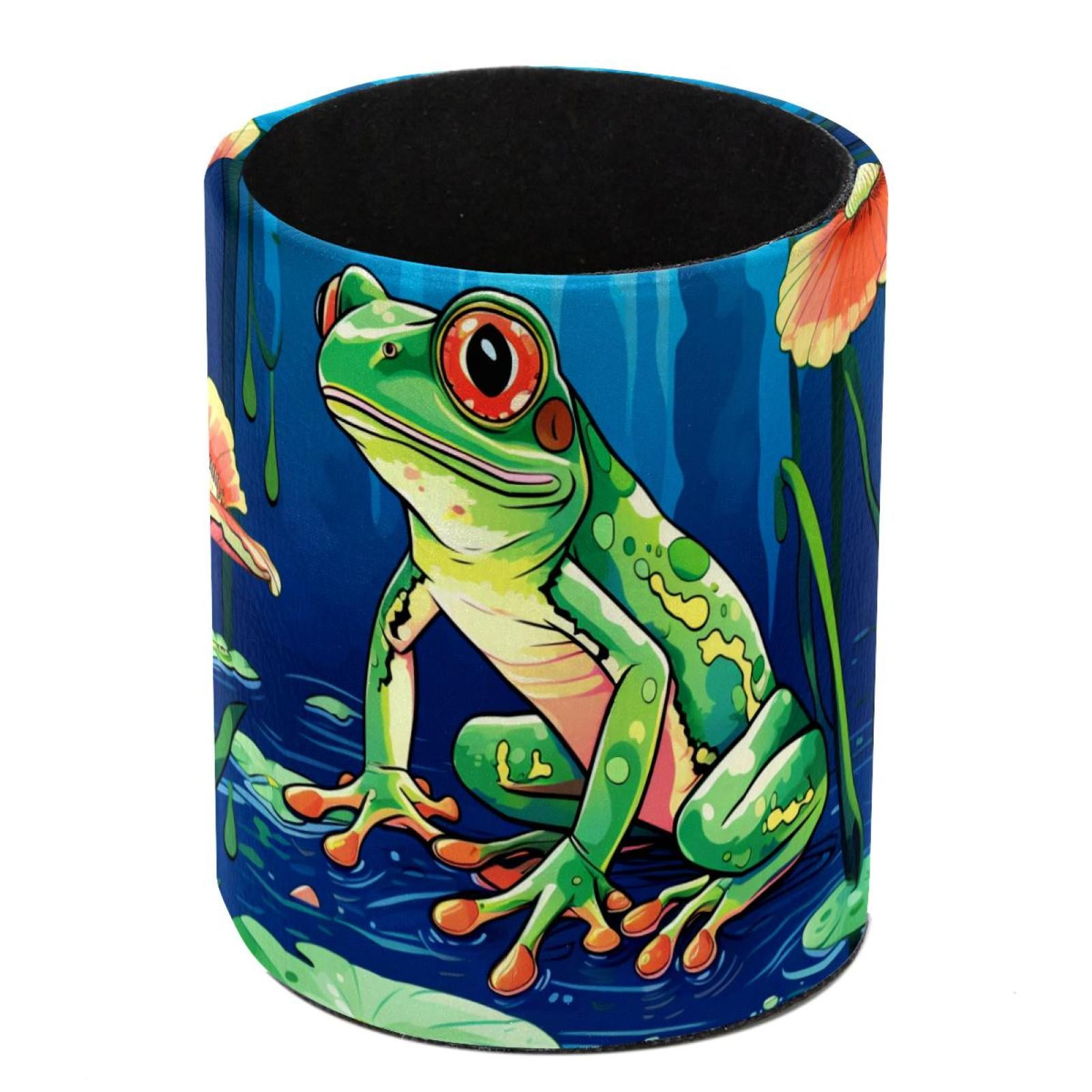 Round Pen Holders for Desk Frog Pencil Cup Organizer for Office